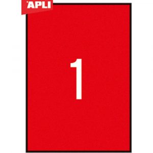sprzęt biurowy 4 alibiuro.pl Etykiety kolorowe APLI 210x297mm prostokątne czerwone 20 ark. 87