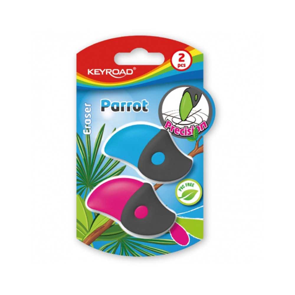 sprzęt biurowy 4 alibiuro.pl Gumka uniwersalna KEYROAD Parrot 2szt. blister mix kolorów 36