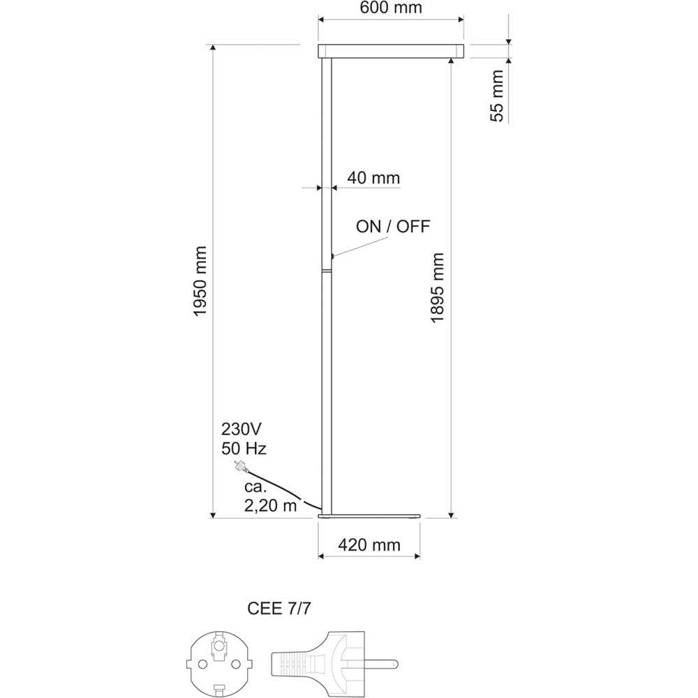 sprzęt biurowy 4 alibiuro.pl Lampa podłogowa LED MAULjupiter 75W ze ściemniaczem srebrna 89