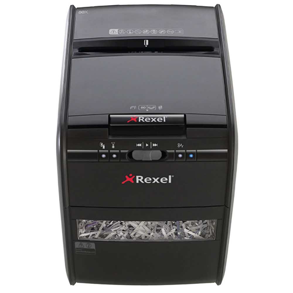 sprzęt biurowy 4 alibiuro.pl Niszczarka automatyczna REXEL Auto 80X konfetti P 3 80 kart. 20l karty kredytowe czarna 74