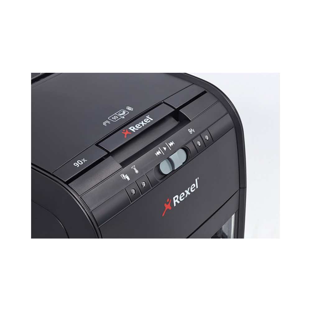 sprzęt biurowy 4 alibiuro.pl Niszczarka automatyczna REXEL Auto 90X EU konfetti P 3 90 kart. 20l karty kredytowe czarna 82