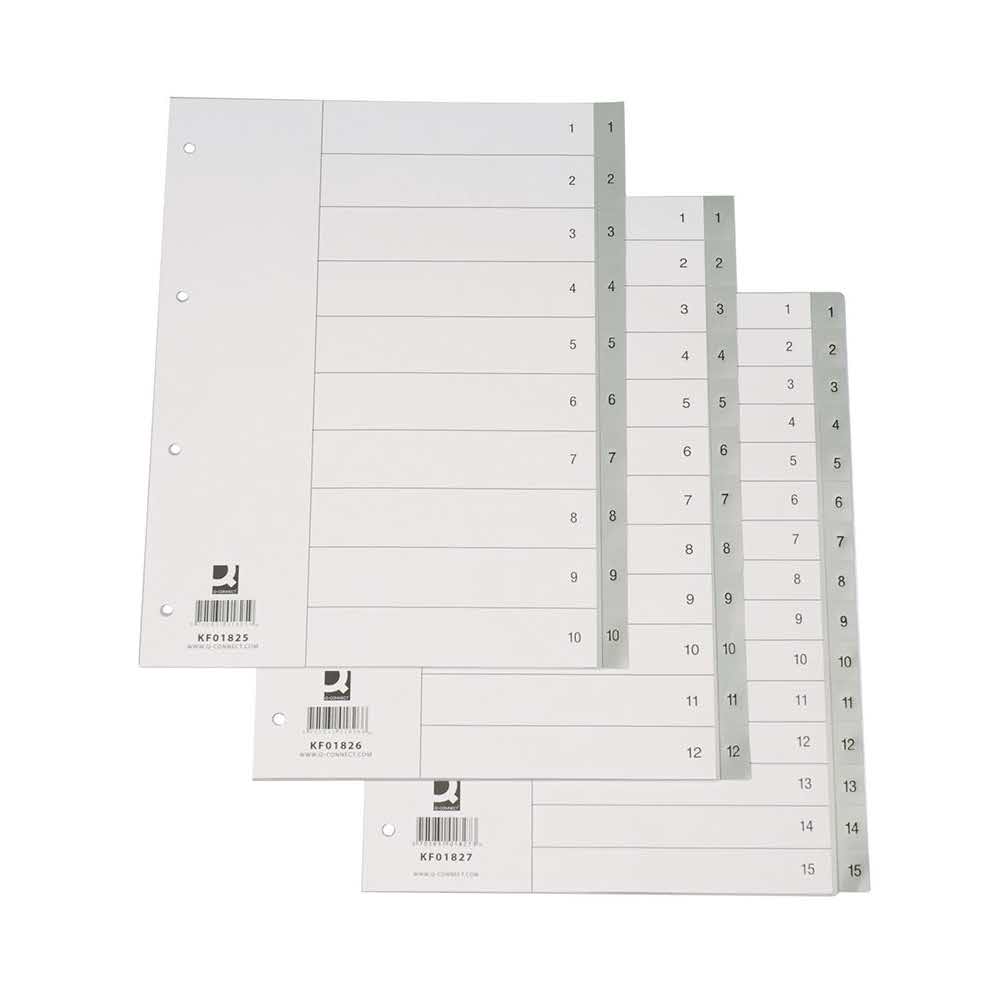 sprzęt biurowy 4 alibiuro.pl Przekładki Q CONNECT PP A4 230x297mm 1 12 12 kart szare 24