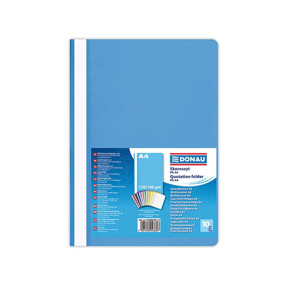 sprzęt biurowy 4 alibiuro.pl Skoroszyt DONAU PP A4 standard 120 180mikr. jasnoniebieski 85