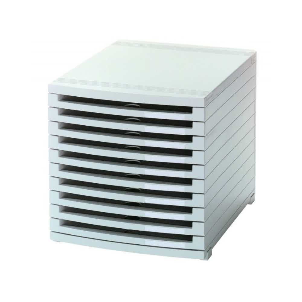 sprzęt biurowy 4 alibiuro.pl Zestaw 10 szufladek HAN Contur polistyren A4 otwarte szary 12