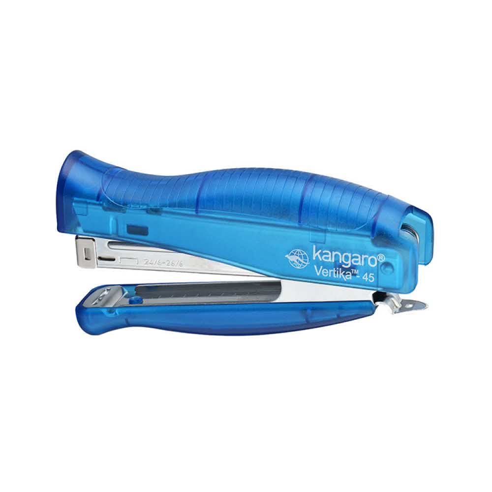 sprzęt biurowy 4 alibiuro.pl Zszywacz KANGARO Veritka 45 C THRU zszywki zszywa do 30 kartek blister błekitny 9