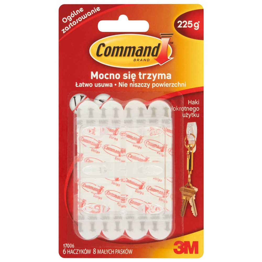 stojak informacyjny 4 alibiuro.pl Haki wielokrotnego użytku COMMAND 17006 CLR małe 6szt. transparentne 82