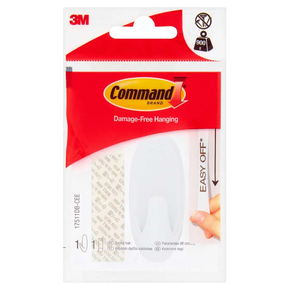 stojaki 4 alibiuro.pl Hak wielokrotnego użytku COMMAND Basic 17511DB CEE HAK z metalowym uchwytem średni biały 43