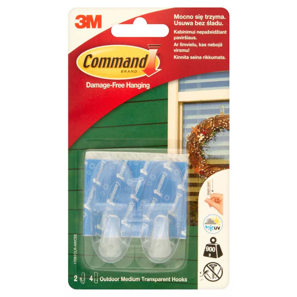 tablice i prezentacja 4 alibiuro.pl Haki wielokrotnego użytku COMMAND Outdoor 17091CLR AWCEE średnie 2 szt. transparentne 58