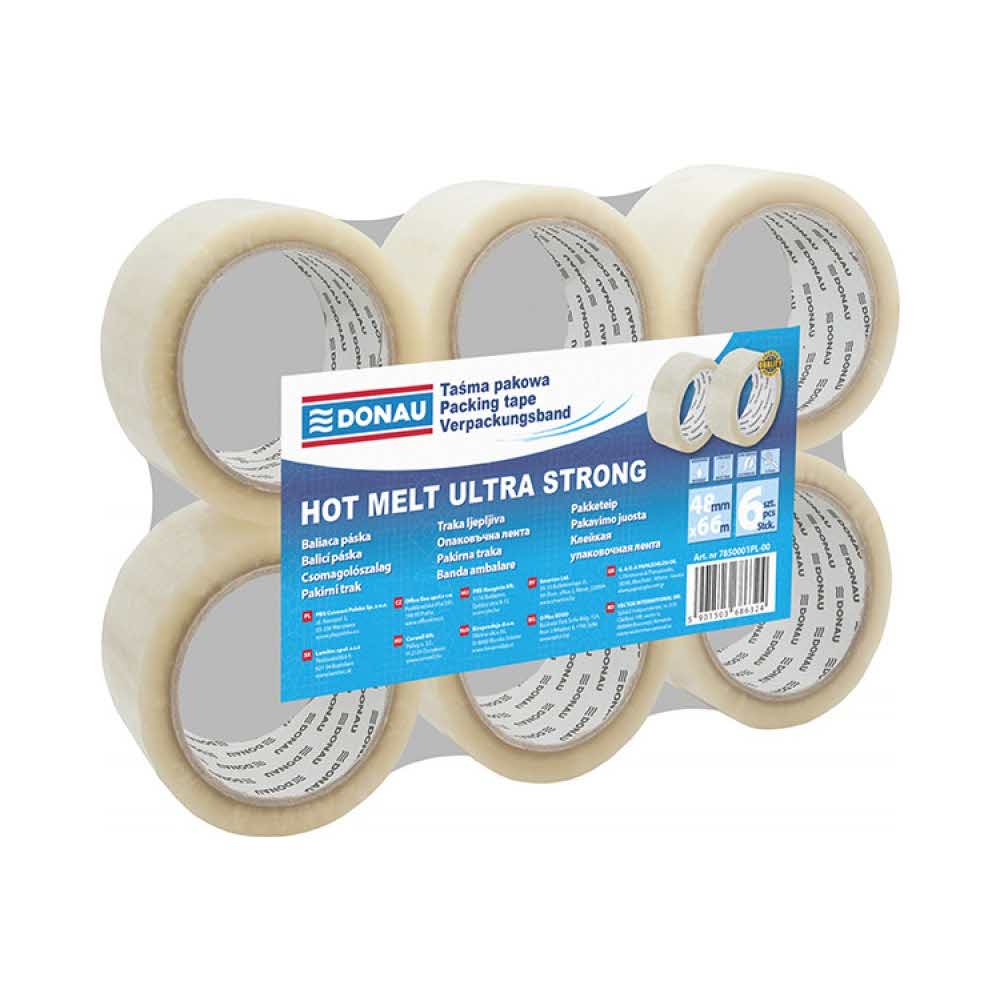 taśma do pakowania 4 alibiuro.pl Taśma pakowa DONAU Hot Melt 48mm 66m 50mikr. transparentna 58