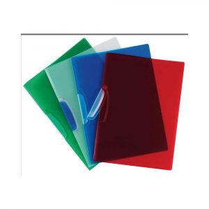 teczka biurowa 4 alibiuro.pl Skoroszyt Q CONNECT z plastikowym klipsem PP A4 520mikr. transparentny czerwony 45