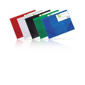 teczka biurowa 4 alibiuro.pl Teczka z gumką Q CONNECT PP A4 400mikr. 3 skrz. transparentna czarna 48