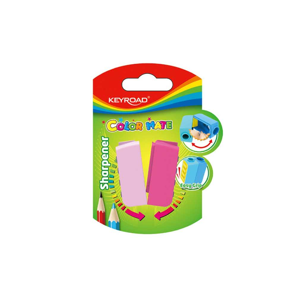 temperówki 4 alibiuro.pl Temperówka KEYROAD Color Mate plastikowa podwójna blister mix kolorów 40