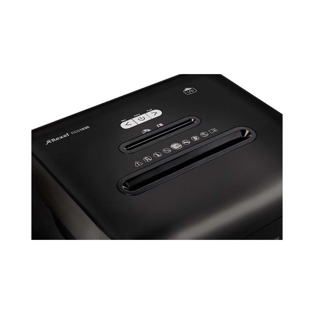 urządzenia biurowe 4 alibiuro.pl Niszczarka REXEL Promax RSS1838 paski P 2 18 kart. 38l karty kredytowe CD czarna 87