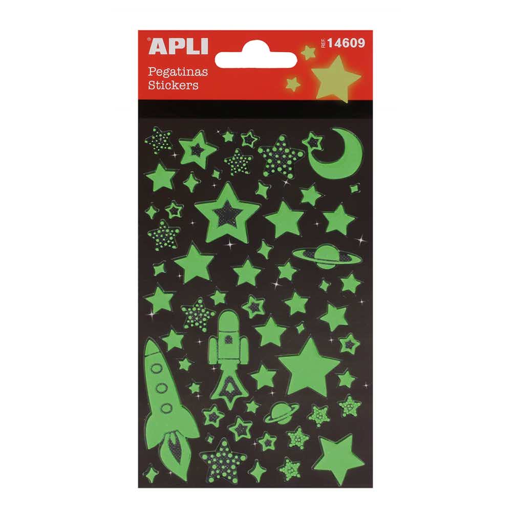 zestaw kreatywny 4 alibiuro.pl Naklejki APLI Stars świecące w nocy zielone 59