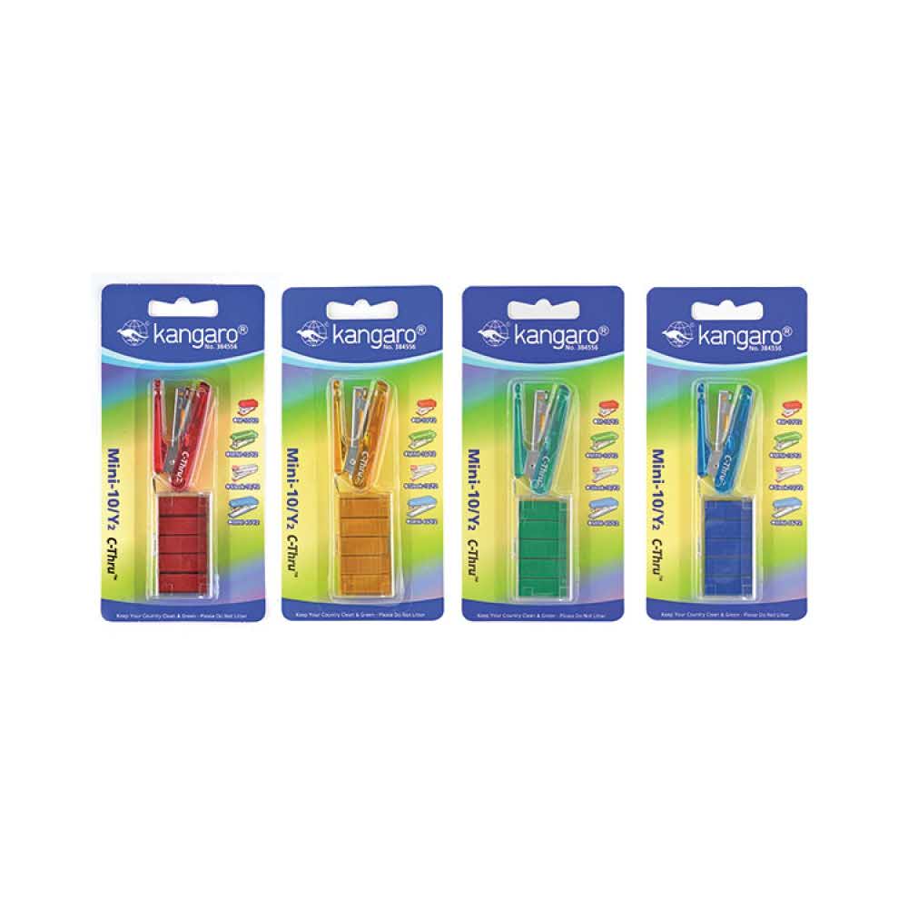 zszywacz biurowy 4 alibiuro.pl Zszywacz KANGARO Mini 10 Y2 C THRU zszywki zszywa do 10 kartek blister mix kolorów 90