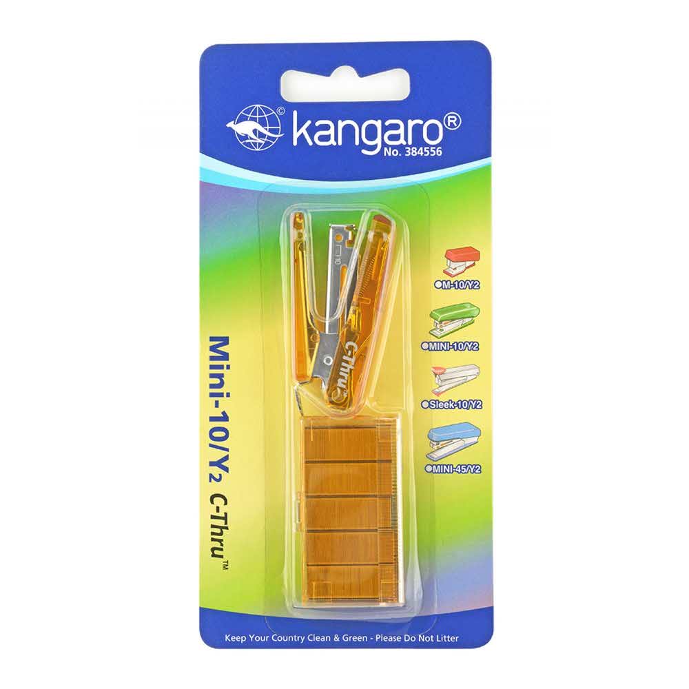 zszywacz biurowy 4 alibiuro.pl Zszywacz KANGARO Mini 10 Y2 C THRU zszywki zszywa do 10 kartek blister żółty 21