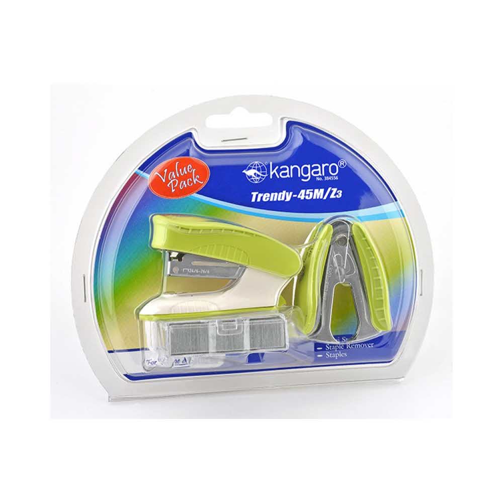 zszywacz biurowy 4 alibiuro.pl Zszywacz KANGARO Trendy 45M Z3 zszywki i rozszywacz zszywa do 15 kartek blister zielony 26