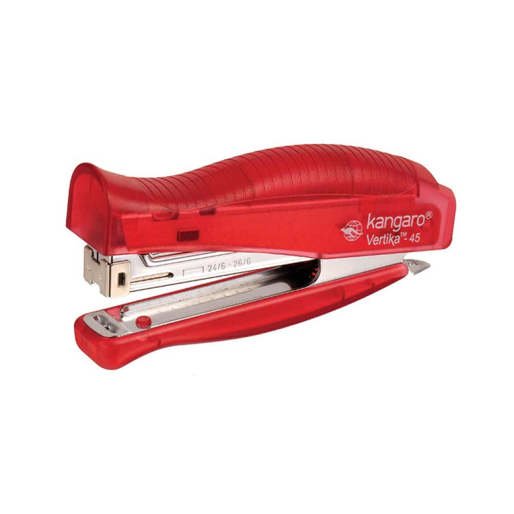 zszywacz biurowy 4 alibiuro.pl Zszywacz KANGARO Veritka 45 C THRU zszywki zszywa do 30 kartek blister czerwony 85