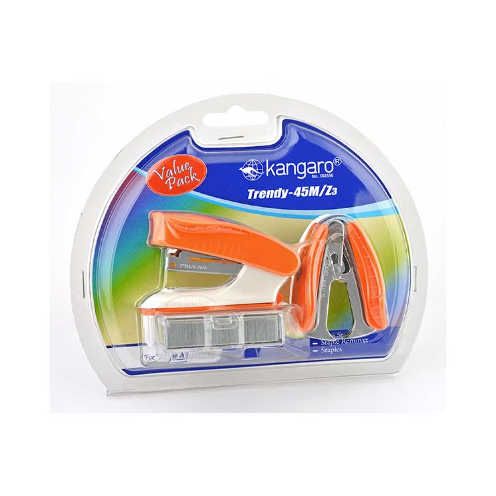 zszywacze biurowe 4 alibiuro.pl Zszywacz KANGARO Trendy 45M Z3 zszywki i rozszywacz zszywa do 15 kartek blister pomarańczowy 59