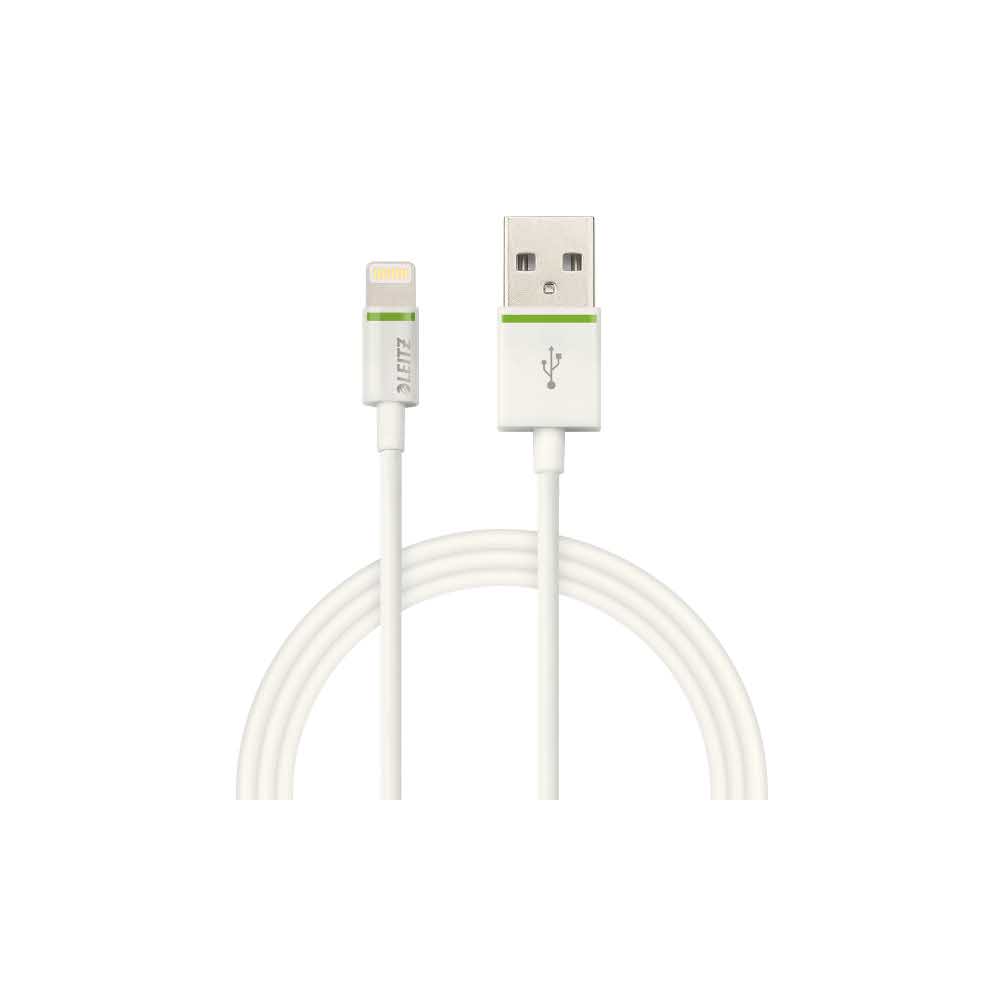 akcesoria biurowe 5 alibiuro.pl Kabel Leitz Complete ze złącza Lightning na USB 1 m biały 38