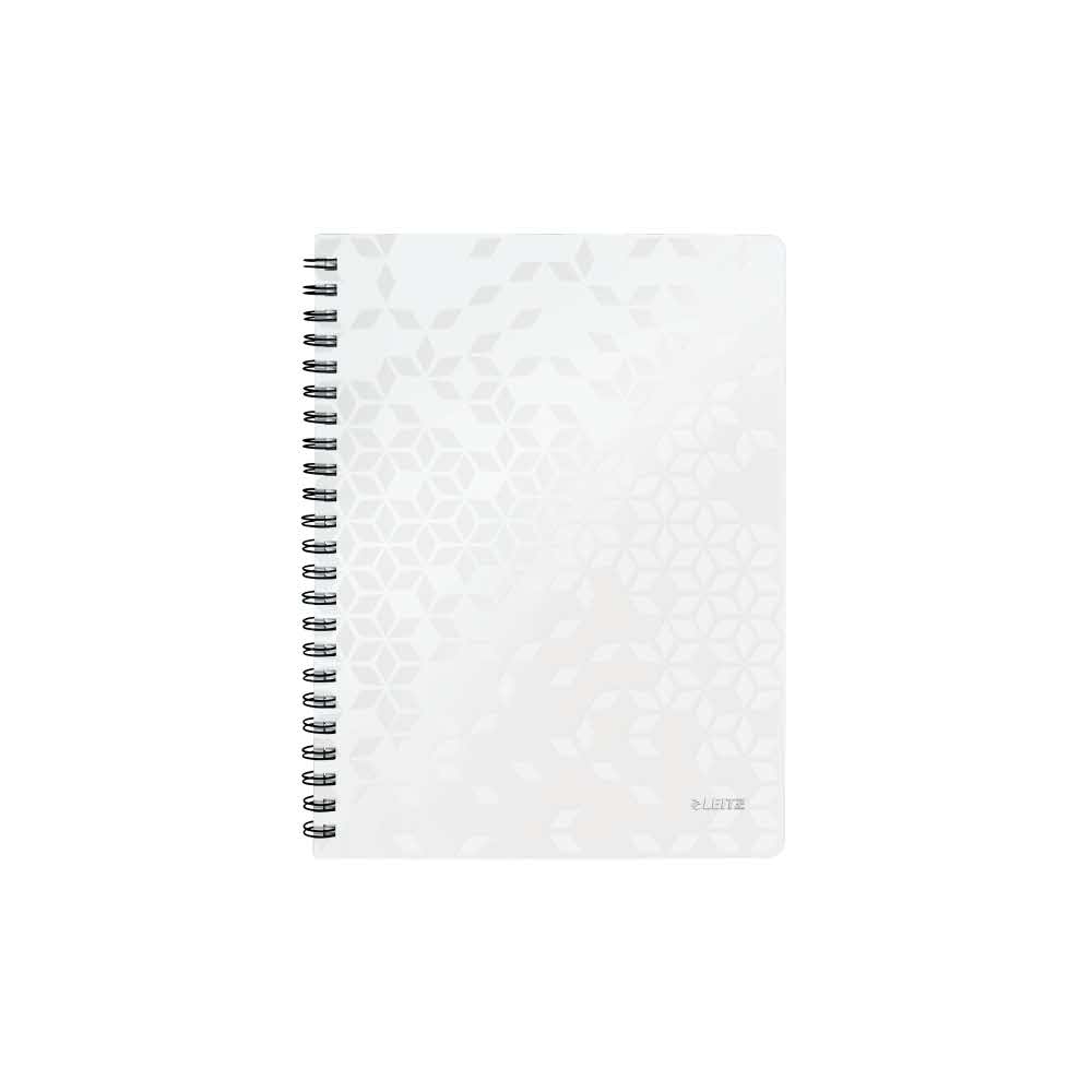 akcesoria biurowe 5 alibiuro.pl Kołonotatnik Leitz WOW A4 w kratkę z okładką z PP biały 76