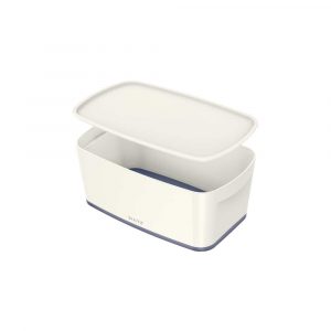 akcesoria biurowe 5 alibiuro.pl Pojemnik mały Leitz MyBox WOW z pokrywą biały 53