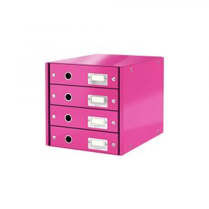 akcesoria biurowe 5 alibiuro.pl Pojemnik z szufladami Leitz Click Store WOW 4 szuflady różowy 32