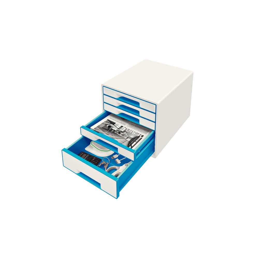 akcesoria biurowe 5 alibiuro.pl Pojemnik z szufladami Leitz WOW CUBE niebieski 28