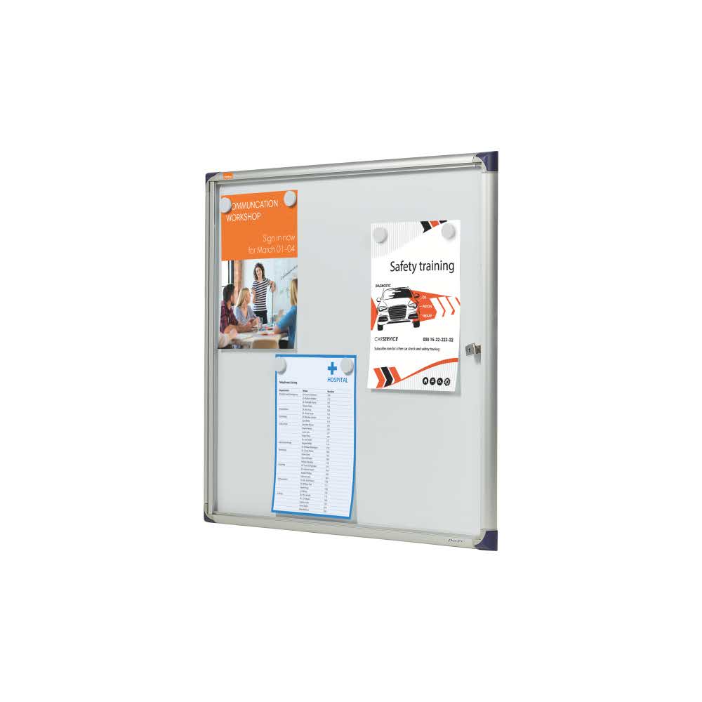 akcesoria biurowe 5 alibiuro.pl Szklana magnetyczna gablota Nobo Extra płaska biały 49