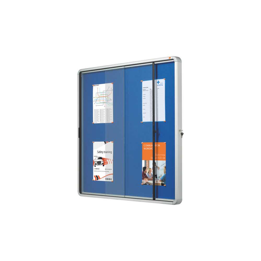 akcesoria biurowe 5 alibiuro.pl Szklana materiałowa gablota wewnętrzna Nobo niebieski 91