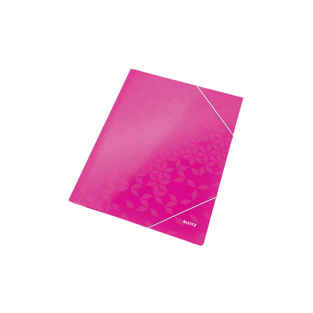 akcesoria biurowe 5 alibiuro.pl Teczka z gumką Leitz WOW 15 mm z kartonu różowy 44