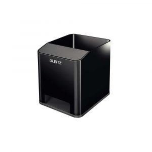 artykuły biurowe 5 alibiuro.pl Kubek na długopisy Leitz ze wzmacniaczem dźwięku czarny 86