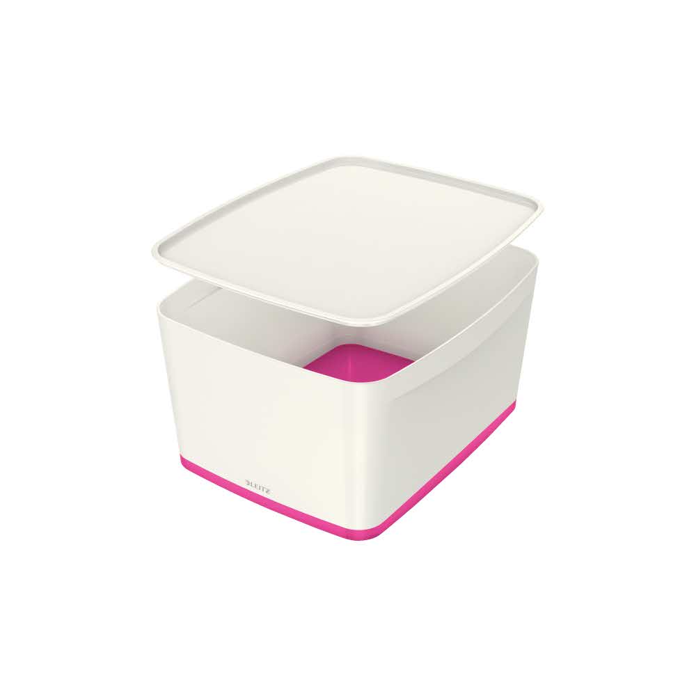 artykuły biurowe 5 alibiuro.pl Pojemnik duży Leitz MyBox WOW z pokrywą różowy 40