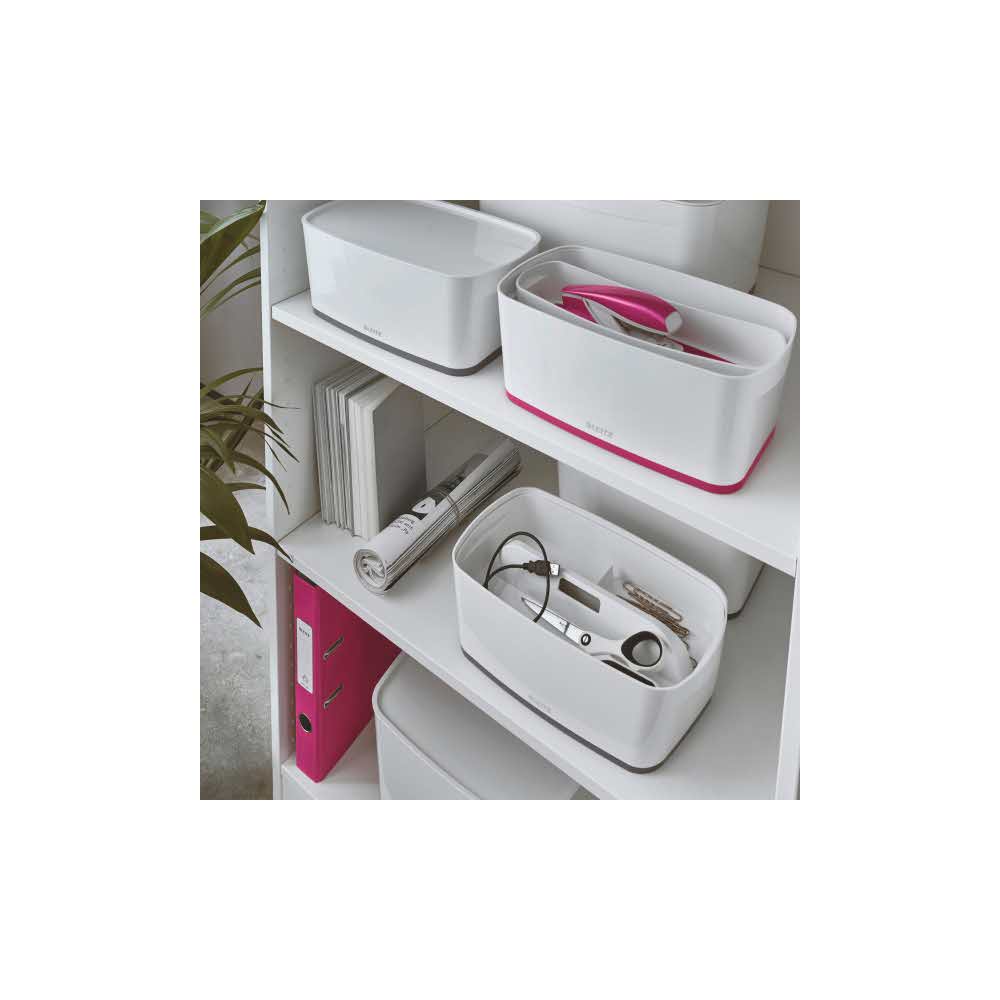 artykuły biurowe 5 alibiuro.pl Pojemnik mały Leitz MyBox WOW z pokrywą różowy 11