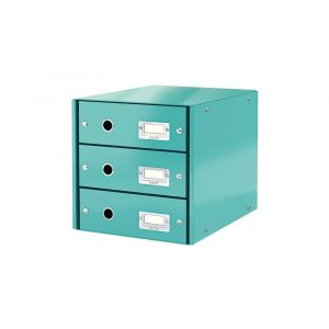 artykuły biurowe 5 alibiuro.pl Pojemnik z szufladami Leitz Click Store WOW 3 szuflady turkusowy 74