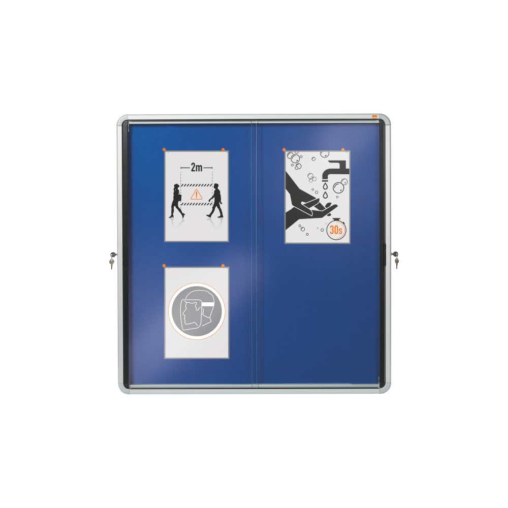 artykuły biurowe 5 alibiuro.pl Szklana materiałowa gablota wewnętrzna Nobo niebieski 20