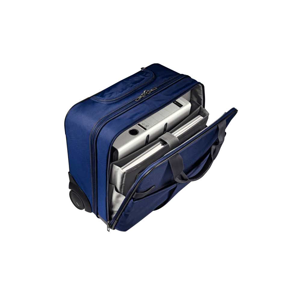 artykuły biurowe 5 alibiuro.pl Torba Smart Leitz Complete na kółkach tytanowy błękit 38