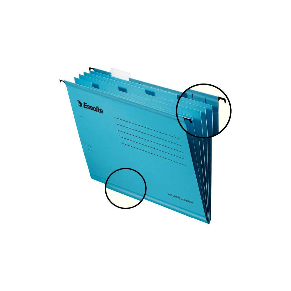 artykuły biurowe 5 alibiuro.pl Wzmacniana teczka zawieszana z przekładkami Esselte Classic niebieski 58