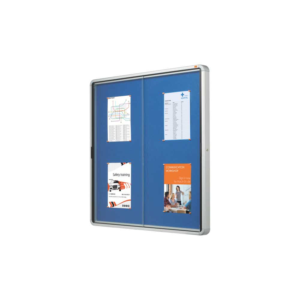 gablota 5 alibiuro.pl Szklana materiałowa gablota wewnętrzna Nobo niebieski 50