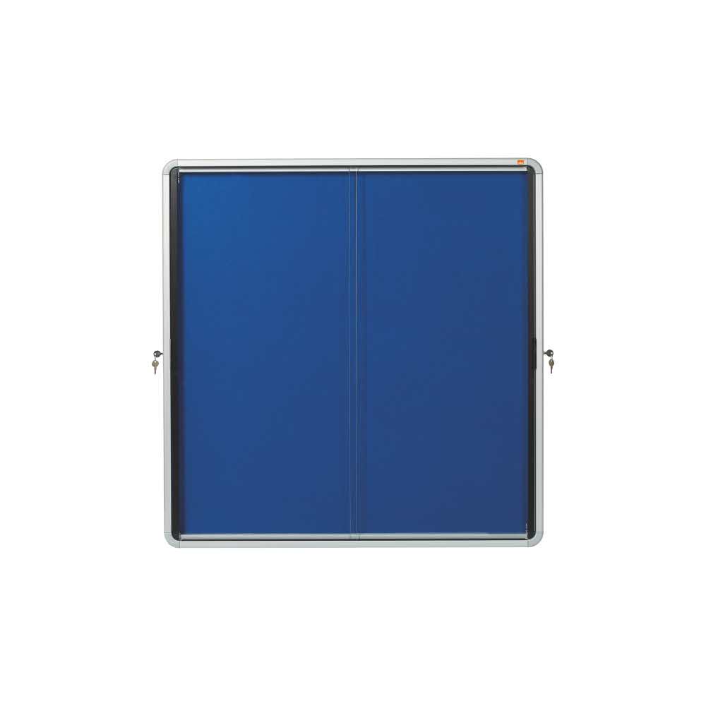 gablota korkowa 5 alibiuro.pl Szklana materiałowa gablota wewnętrzna Nobo niebieski 40