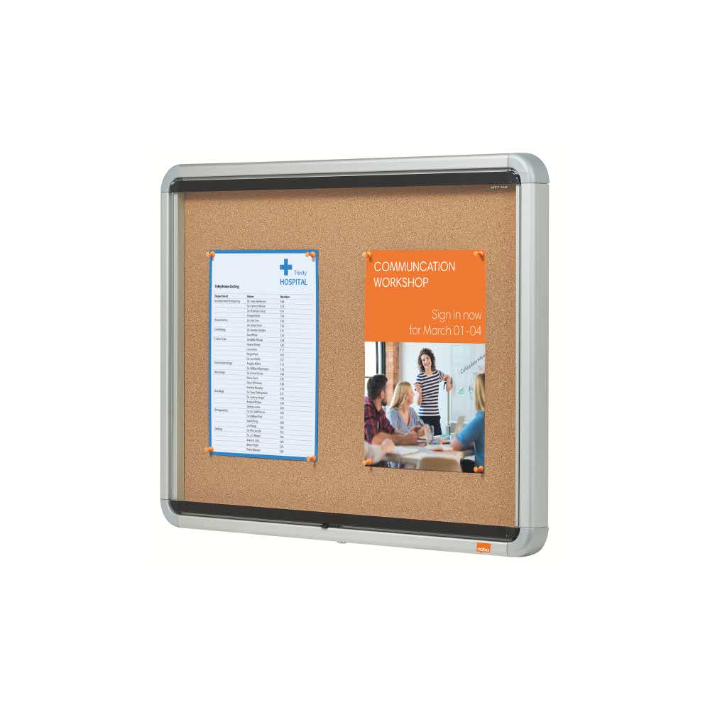 gablota oszklona 5 alibiuro.pl Szklana korkowa gablota wewnętrzna Nobo siarczanowy 33