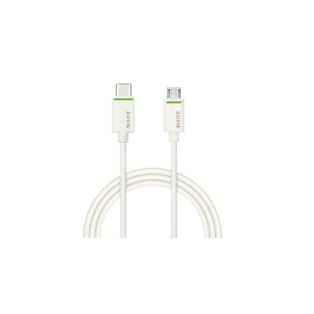 kable 5 alibiuro.pl Kabel Leitz Complete USB C na Micro USB 2.0 do ładowania urządzeń i przenoszenia danych 1m biały 72
