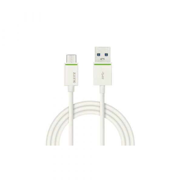 kable 5 alibiuro.pl Kabel Leitz Complete USB C na USB A 3.1 do ładowania urządzeń i przenoszenia danych 1m biały 70