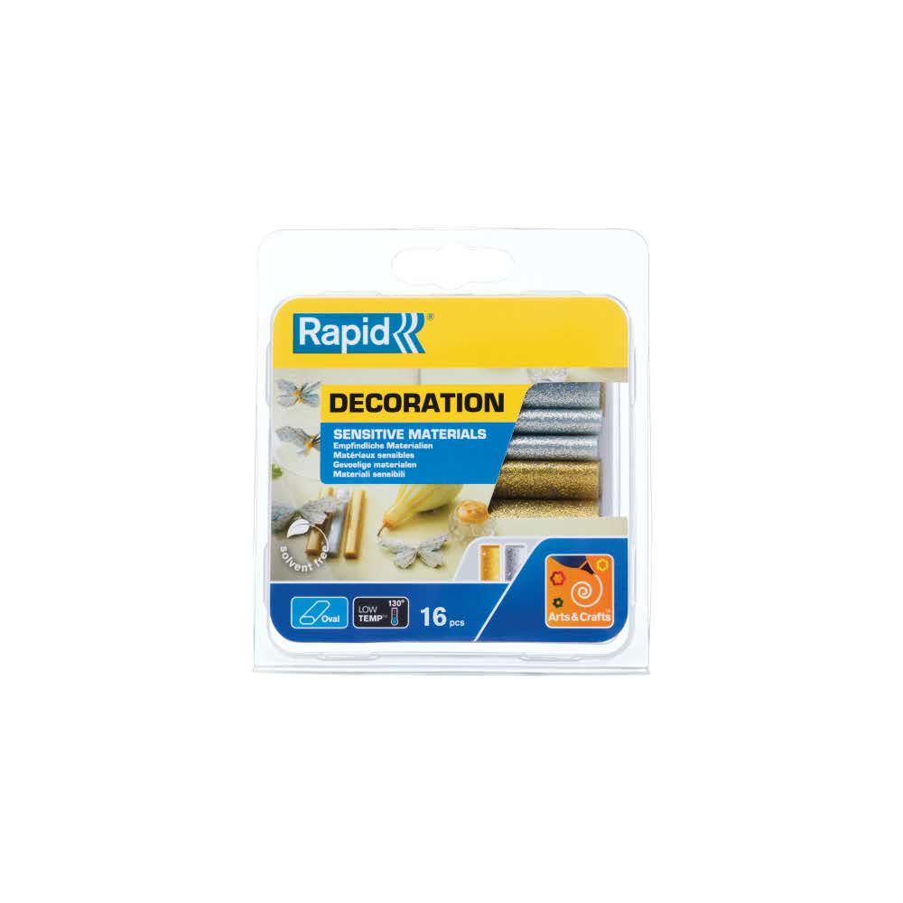 klej 5 alibiuro.pl Owalny klej do pistoletu na gorąco Rapid do materiałów wrażliwych Kolorowy z brokatem 75