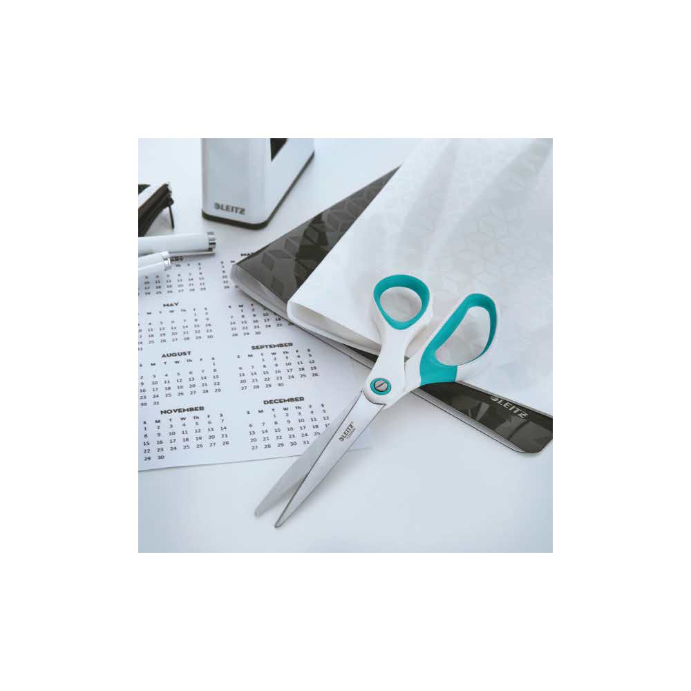 nożyczki biurowe 5 alibiuro.pl Nożyczki biurowe powlekane tytanem Leitz WOW turkusowy 91