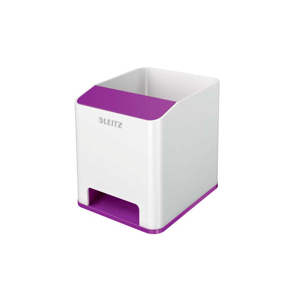 organizacja dokumentów 5 alibiuro.pl Kubek na długopisy Leitz WOW ze wzmacniaczem dźwięku fioletowy 51