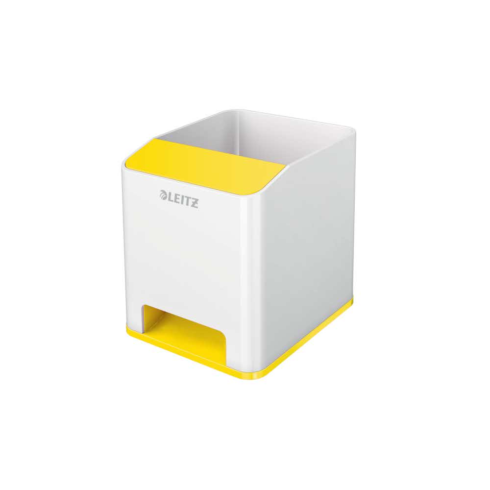 organizacja dokumentów 5 alibiuro.pl Kubek na długopisy Leitz WOW ze wzmacniaczem dźwięku żółty 79