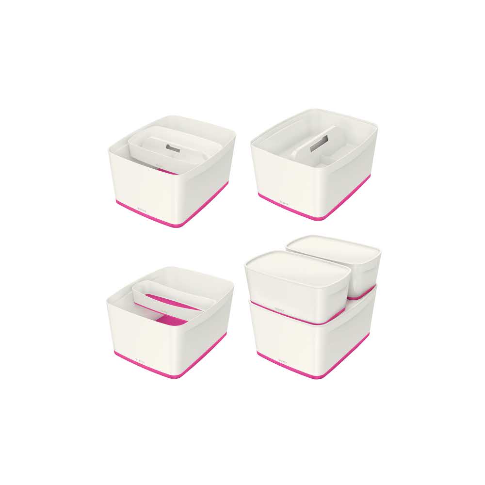 organizer na biurko 5 alibiuro.pl Pojemnik duży Leitz MyBox WOW z pokrywą różowy 1