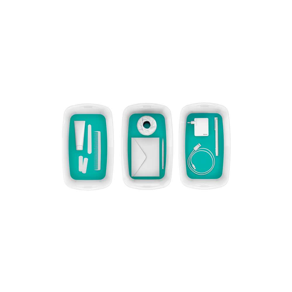 organizer na biurko 5 alibiuro.pl Pojemnik mały Leitz MyBox WOW z pokrywą turkusowy 94