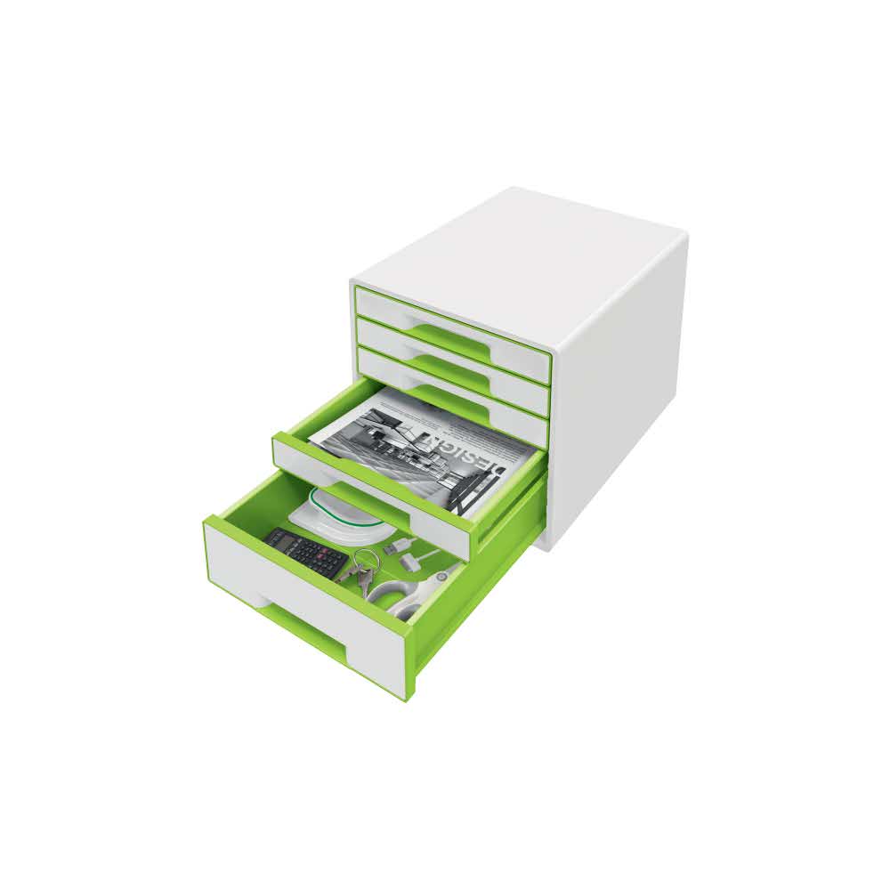 organizer na biurko 5 alibiuro.pl Pojemnik z szufladami Leitz WOW CUBE zielony 57
